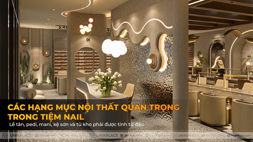 Depending on your nail salon design concept, UnikPlace will recommend styles, colors, and materials that are aesthetic, durable, and easy to clean - tailored to Vietnamese-owned salons in the U.S.